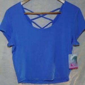 Cobalt Blue Half T with a Criss Crossed Upper Back